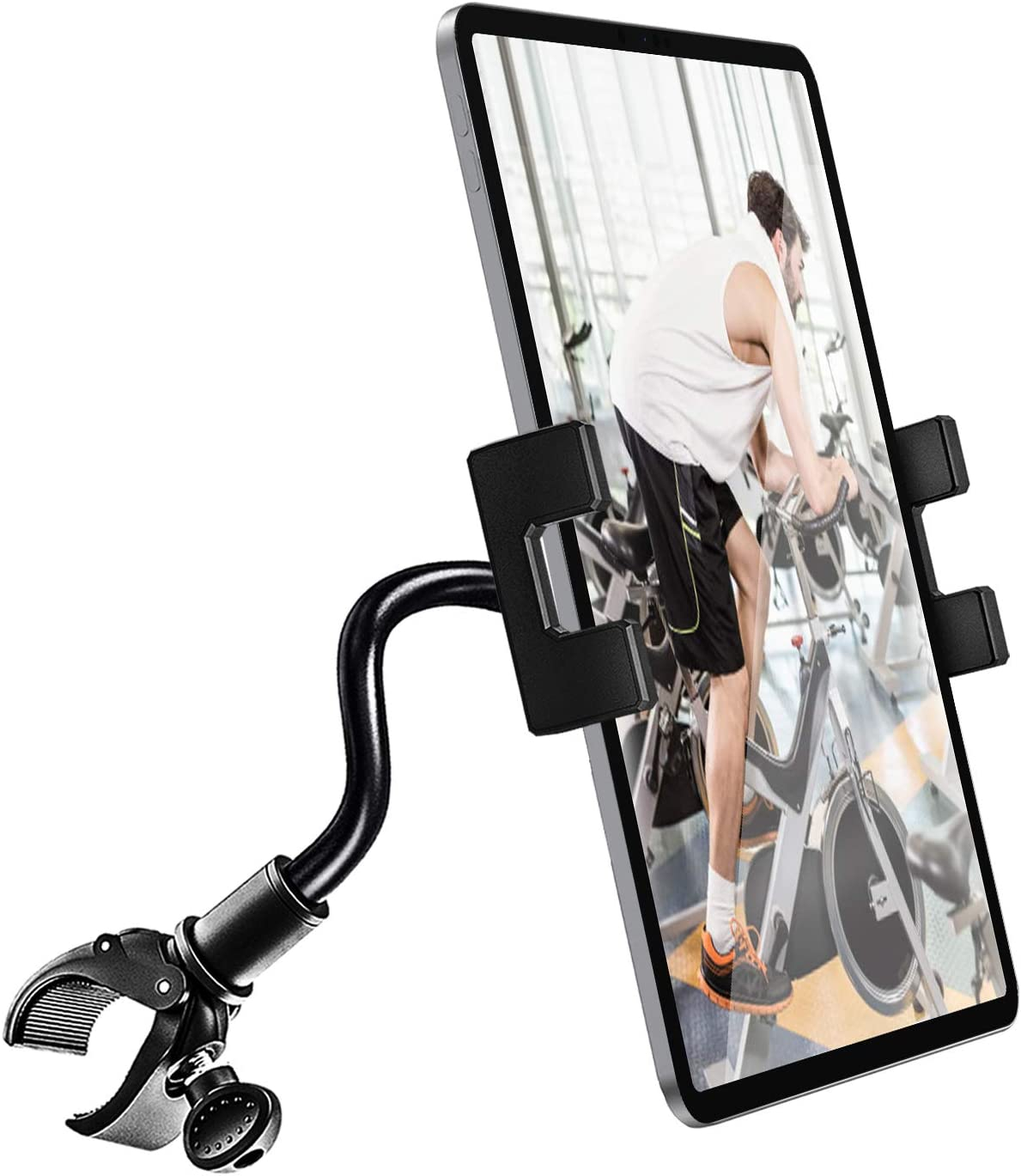 Spinning Bike Tablet Holder Mount Lamicall Treadmill Tablet Stand Indoor Exercise Bicycle Tablet Clamp for iPad Pro 11 / Mini/Air Samsung Tabs and More 4.7-12.9 Tablets and Cellphones 