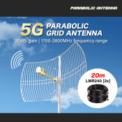 5G Mimo Grid Antenna with N Female Connector, LMR240 Cable