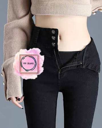 919 Jeans Korean High Waist 3 Buttons Fashionable Jeans For Womens Cod