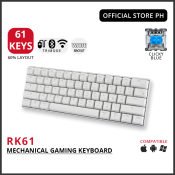 RK61 Wireless Bluetooth Gaming Keyboard with White Backlit, Blue Switch