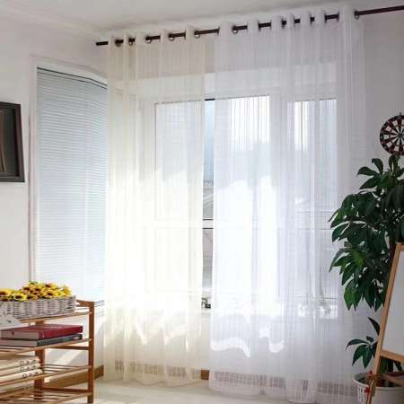1 Piece Semi Sheer Voile Light Filtering Window Curtain Grommet Panels for Bedroom & Living Room