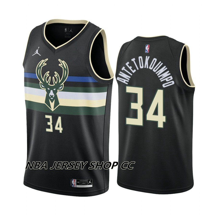 Men's Milwaukee Bucks Giannis Antetokounmpo 34 Black Swingman Jersey -  CI18OXGZEWU Size Medium