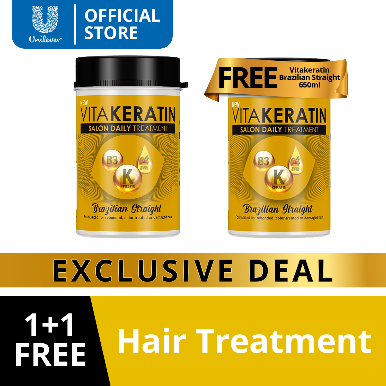 Lazada Philippines - BUY ONE GET ONE FREE Vitakeratin Treatment Brazilian Straight 650ml