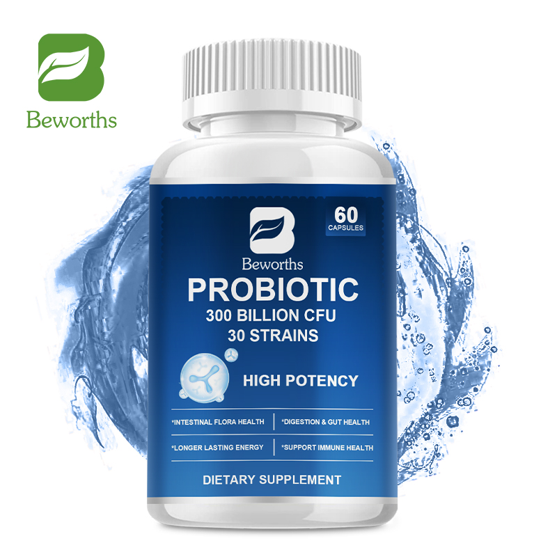 BEWORTHS Viên nang Probiotic 300 tỷ CFU 30 chủng cho tiêu hóa và sức khỏe đường ruột Lâu dài hơn Hỗ trợ năng lượng Hỗ trợ miễn dịch và sức khỏe tổng thể