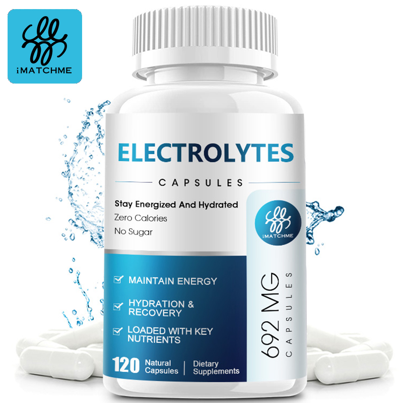 iMATCHME Electrolytes Capsules For Maintain Energy Endurance Hydration & Recovery Loaded With Key Nutrients Energized and Hydrated Zero Calories No Sugar