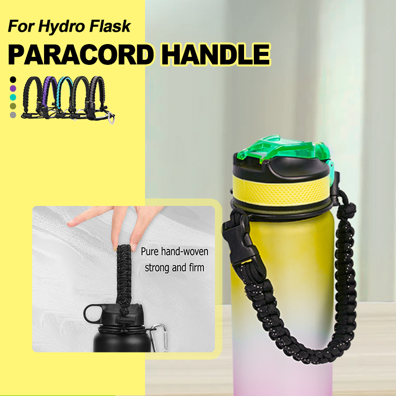 Trebo Paracord Handle for All Wide Mouth Watter Bottles 12oz - 128oz,  Bottle Carrier Survival Bracelet Strap Cord Accessories with Safety Ring  Compass