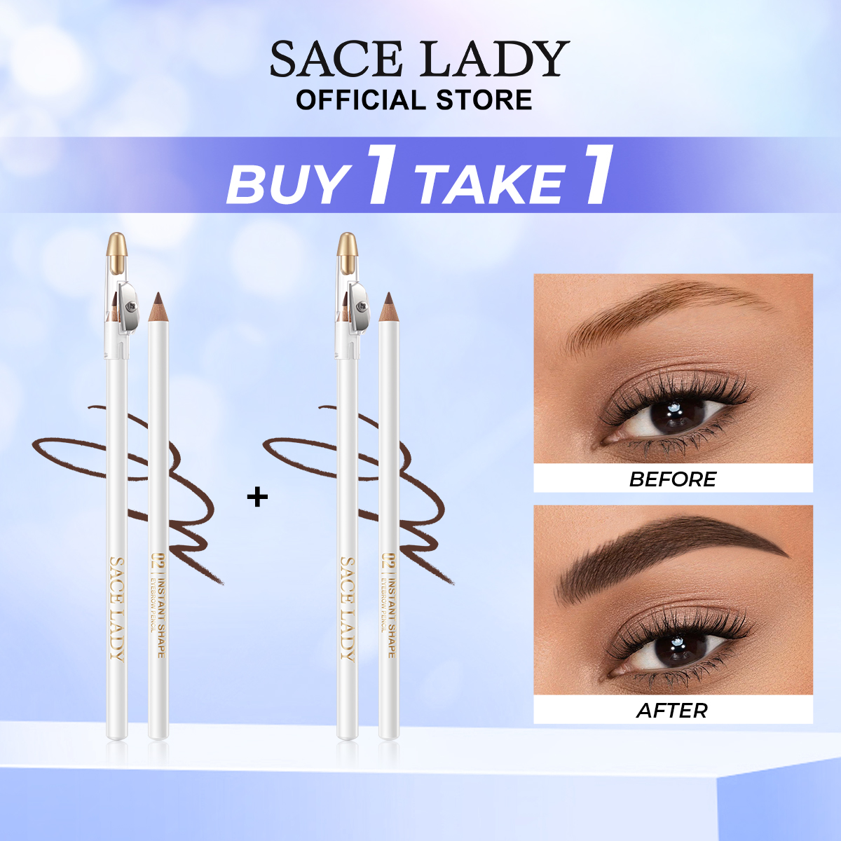 Discount on SACE LADY  shoes - SKU: SACE LADY 2Pcs Natural Eyebrow Pencil Waterproof Sweatproof Eye Brow Pen 3 Colors with Pencil Sharpe