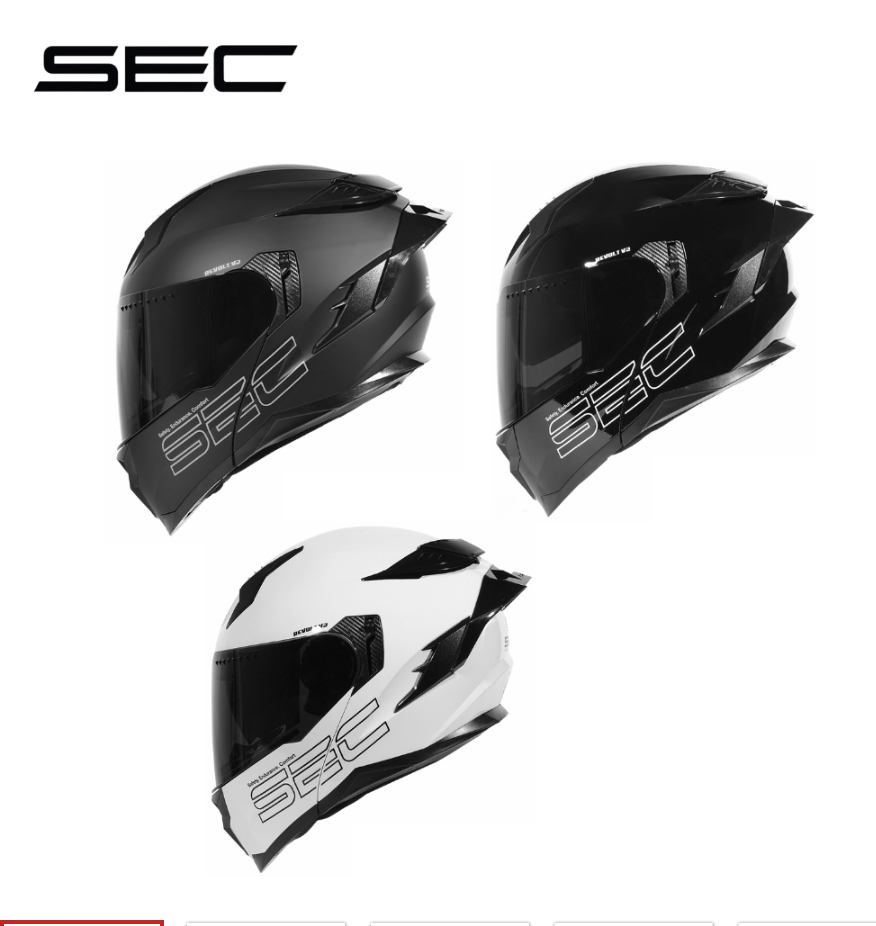 Sec Revolt V2 Solid Matte/Gloss Modular Full Face Helmet (M-XL