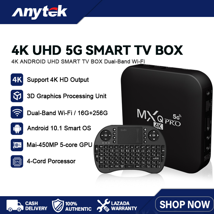 ANYTEK MXQ Pro 4K Android TV Box with I8 Mini Keyboard