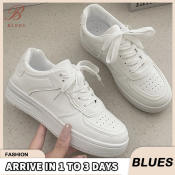 Blues.Boutique women's white sneakers air force white sneakers 3CM elevated casual sneakers running shoes