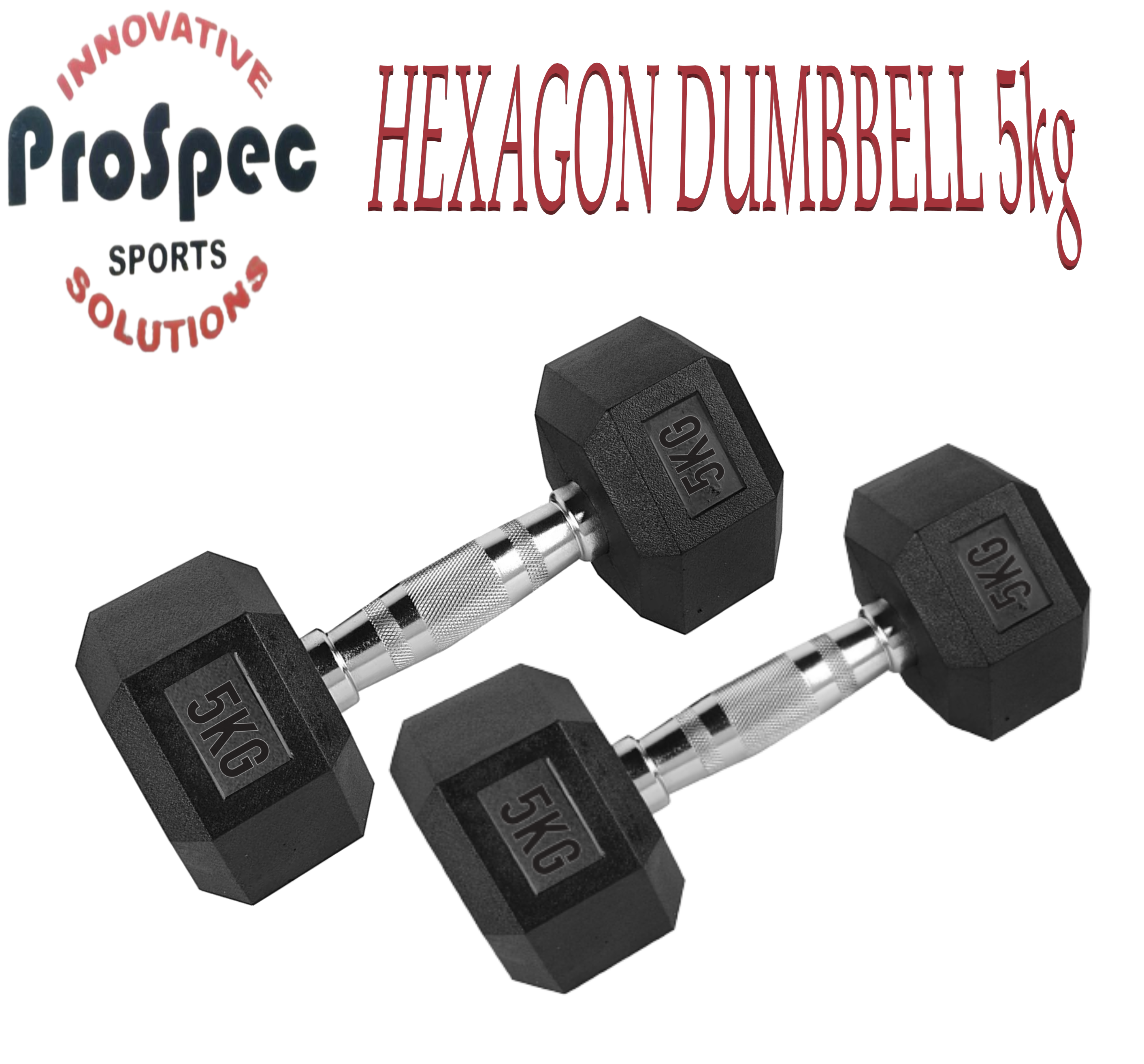 PROSPEC Hex Rubber Dumbbell (Pair 2PCS) 5kg 10kg