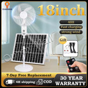 Solar Fan with Charger, Remote Control, Waterproof - 18/16/14/12 Inch