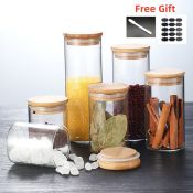 Bamboo Lid Glass Jar - Transparent Food Storage Container