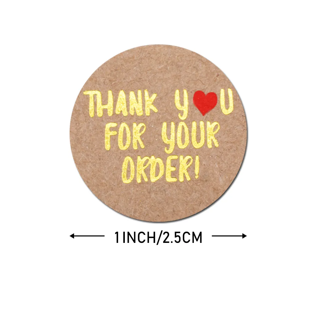 500pcs Roll Round Kraft Paper Thank You For Your Order Stickers Heart Thank You For Shopping Small Stores Local Handmade Stickers Lazada Singapore