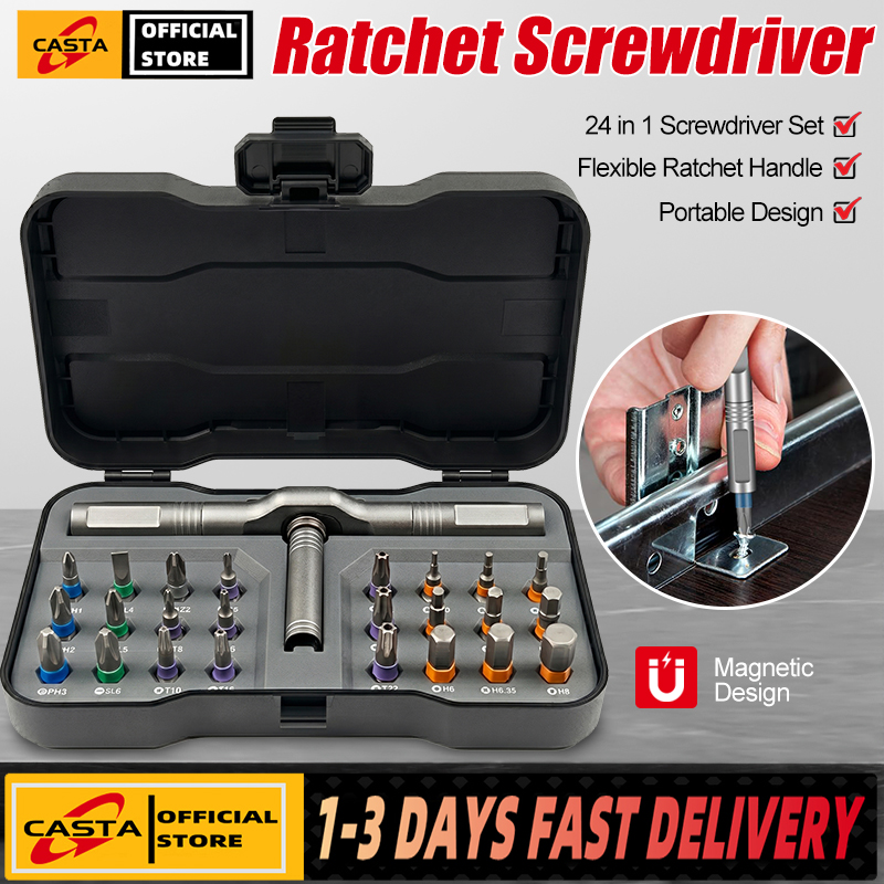24 in 1 Magnetic Screwdriver Set, Multi Bit Free Combination Ratchet Screwdriver Set Portable Repair Tool Kit for Gifts Furniture, Computer, Bicycle and DIY - Philippines