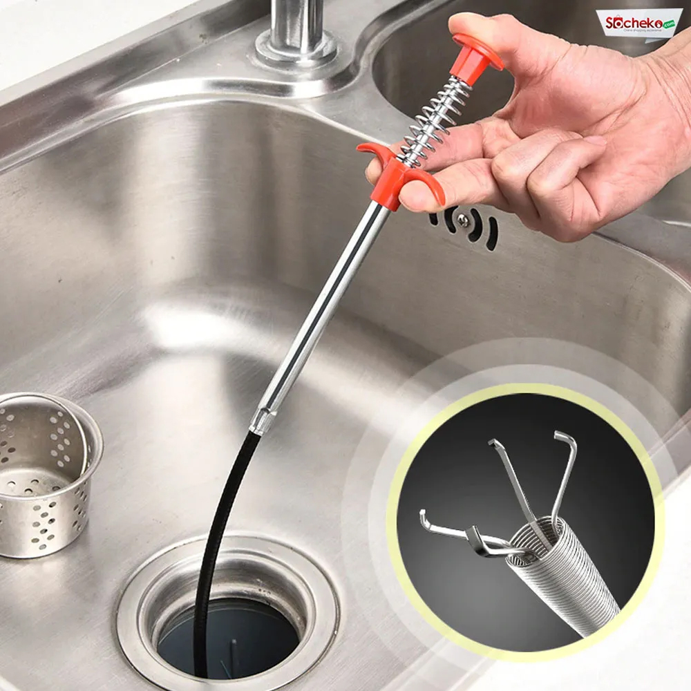 1.5m Spring Pipe Dredging Tools Drain Hose Cleaner Sticks Cleaner Clog Remover Snake Drain with Drill Adapter for Kitchen Sink Bathroom Tub Toilet Clogged Spring Sewer Dredging Tool 