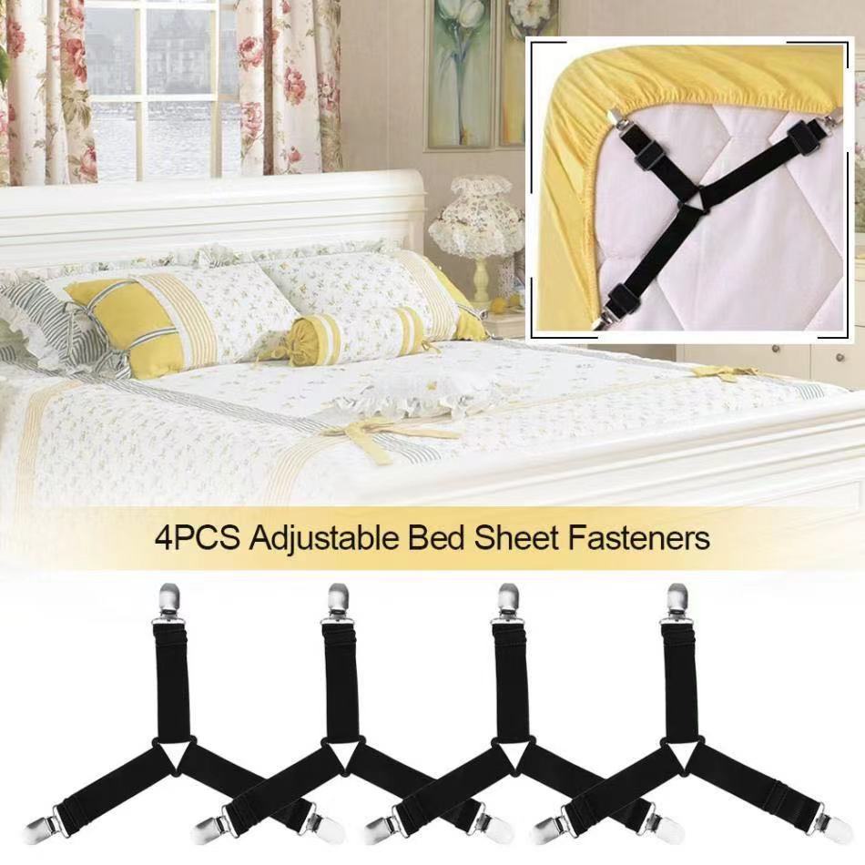 4pcs/set Adjustable Length Bed Sheet Clips Metal Gripper Fastener For Bed  Sheets, Covers, Tablecloths, Sofa Covers, Tents