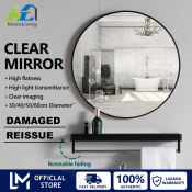 Novoliving Matte Black Round Bathroom Mirror with Shelf