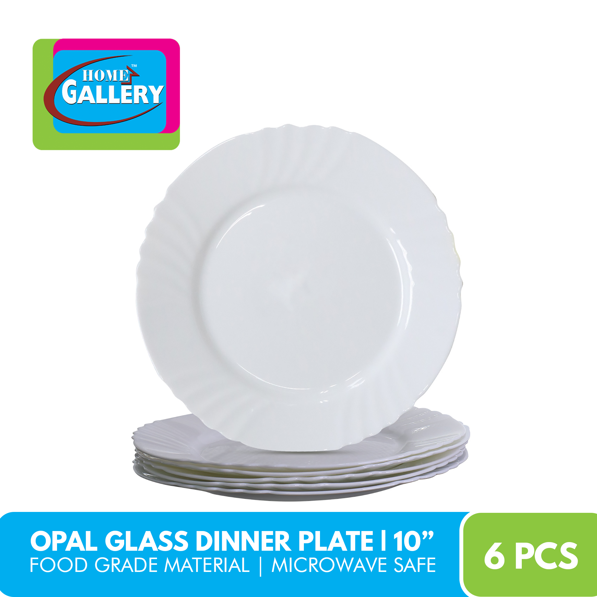 Home Gallery Opal Glass Dinner Plate 6pcs | 10"