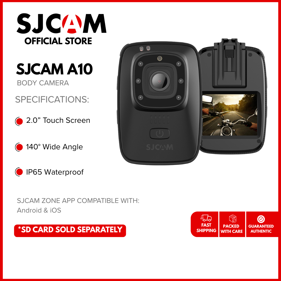 SJCAM Body Camera A10 | 1296P/30fps, 1080P/30fps | 12MegaPixel | Night Vision: Infrared | Super Long Battery Life: 10~15 Hours | Complete Mounts & Accessories Presyo 5,299 Piso*Libreng Shipping