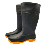 Camel Men's Waterproof Hi-Cut Rainboots with Non-Slip Sole (Black/Orange