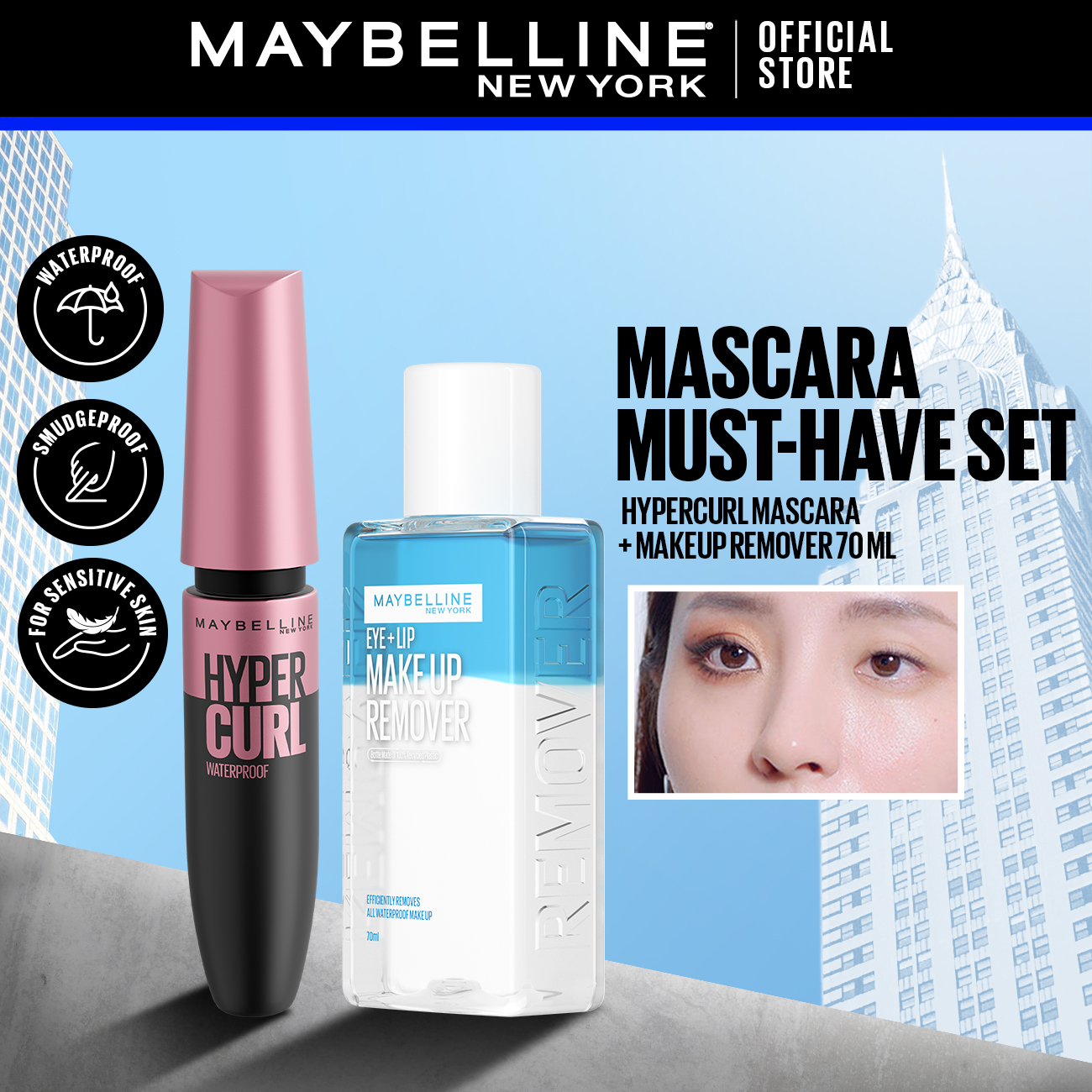 Discount on Maybelline  shoes - SKU: Maybelline Mascara Must Have - Hypercurl Mascara + Maybelline Lip & Eye Makeup Remover 70mL