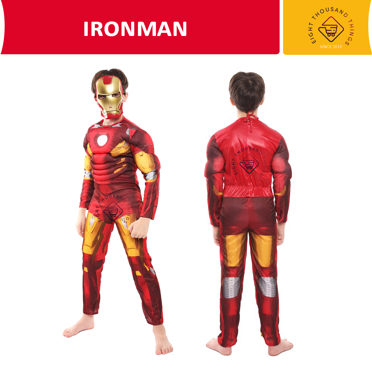Product photo of Iron Man Muscle Chest Costume Set for Kids from its Lazada listing