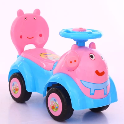 CX1 Peppa Pig's new children's twist car baby sliding yo-yo car with music 1-3 years old walker four-wheeled play (1)