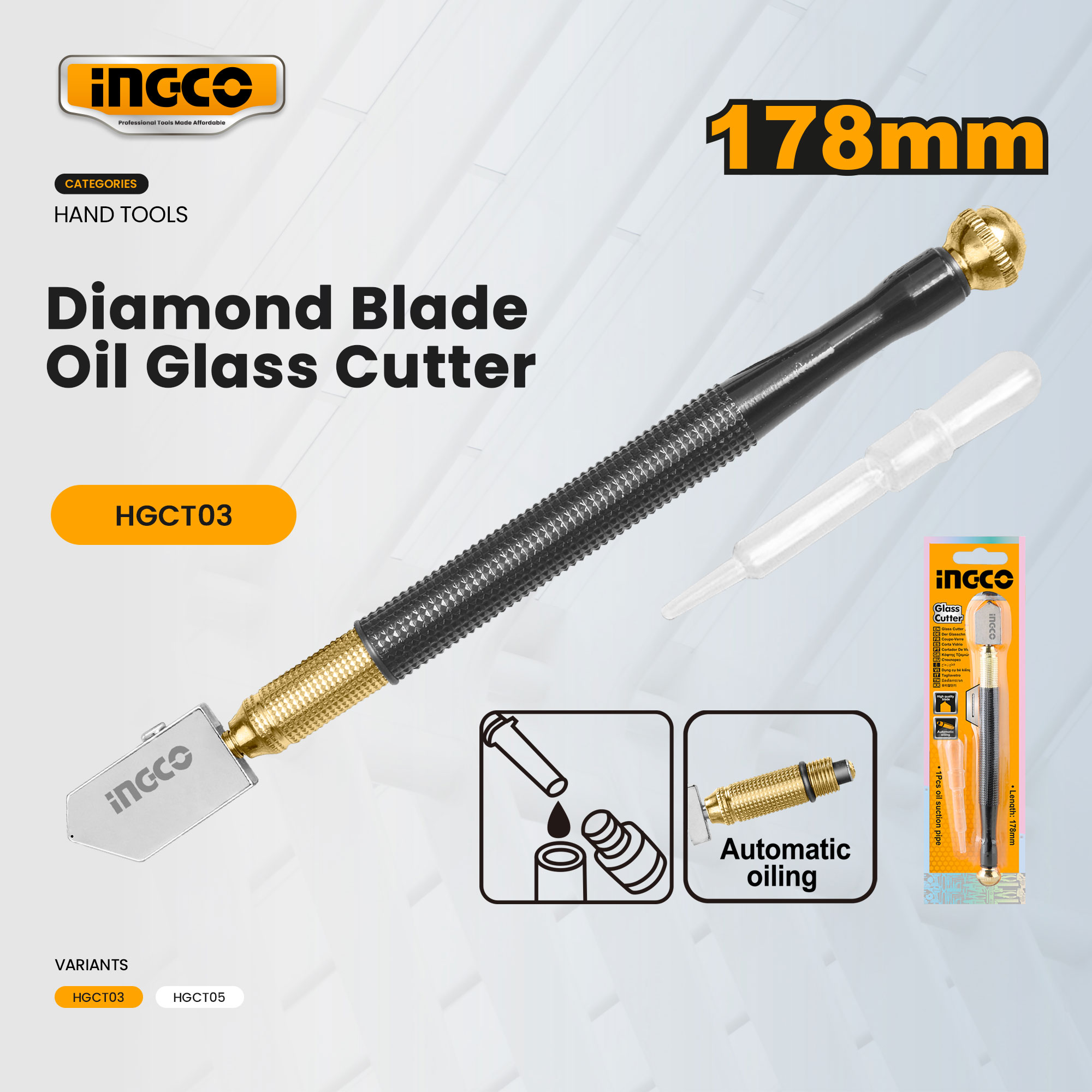 INGCO Diamond Glass Cutter - 178mm HGCT03 | HGCT05