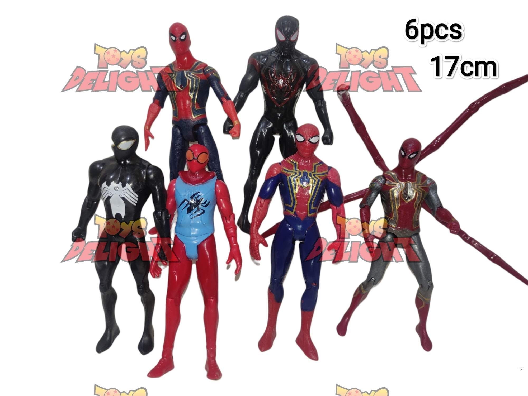 6 Pcs Marvel Spider Man Black Red Venom Gwen 17cm Action Figure