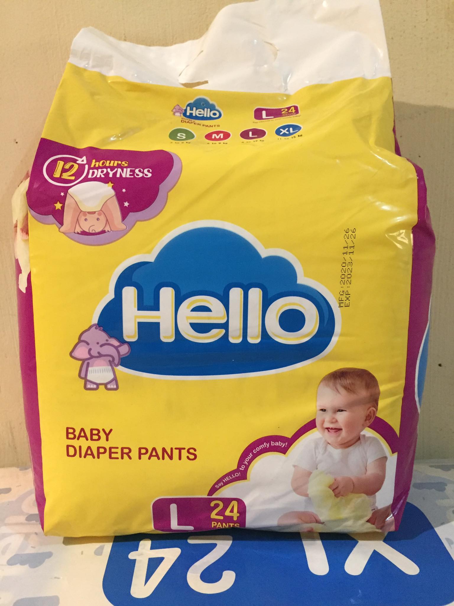 Hello Baby Diaper (Small/Medium/Large/Extra Large/XXL) 24 pants per pack