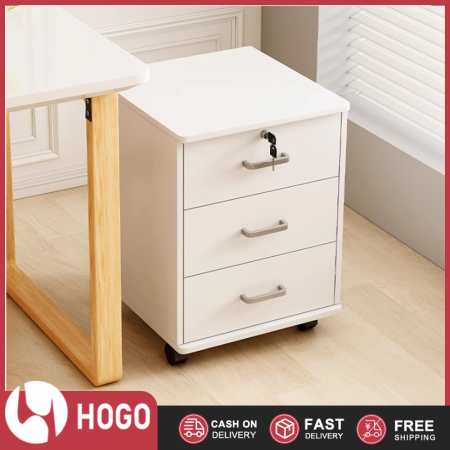 Movable 3-Layer File Cabinet with Lock and Wheels