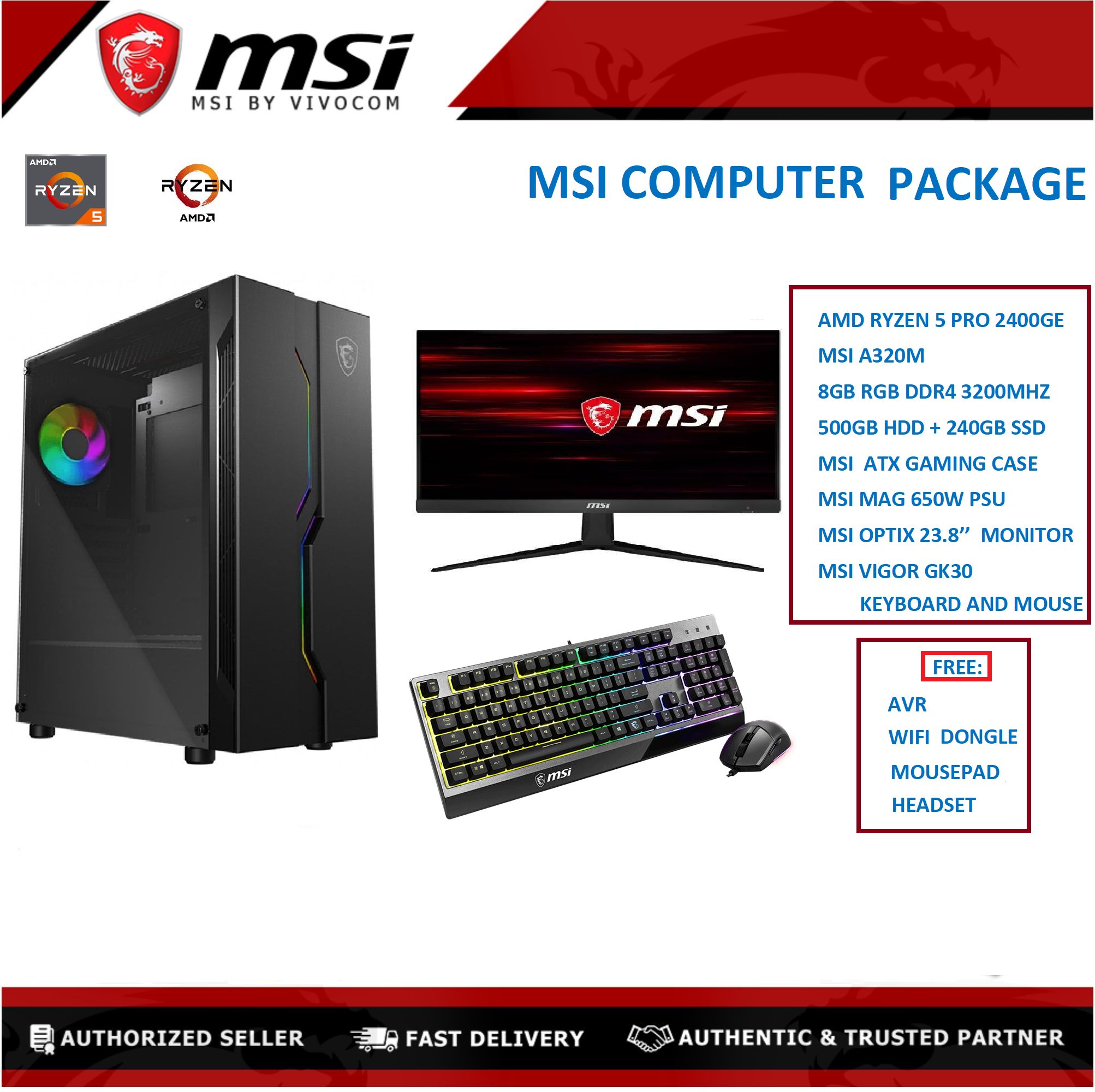 MSI COMPUTER DESKTOP PACKAGE / AMD RYZEN 5 PRO
