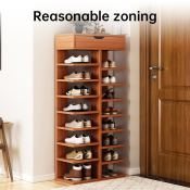 Wooden Shoe Cabinet Storage Rack with Drawers - 