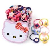 Diya hello kids baby kitty 20pcs pony set tail hair tie with tin case hair tie hair pin rubber band