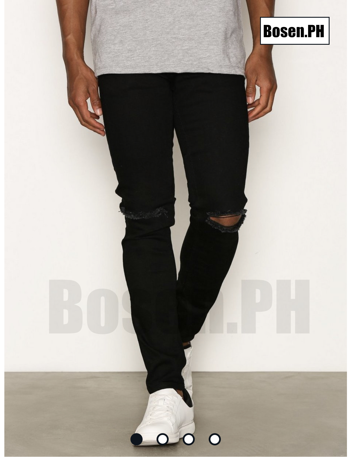 mens knee ripped black jeans