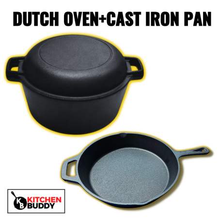 Cast Iron Combo Cookware Set for Indoor and Outdoor Use