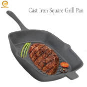 26cm Preseasoned Cast Iron Square Grill Pan