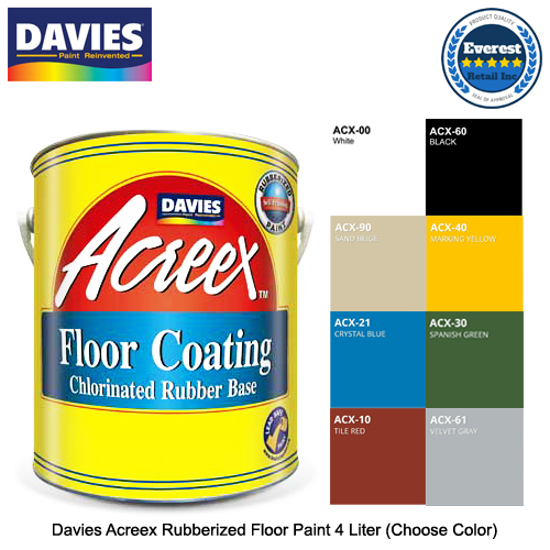 Davies Acreex Rubberized Floor Paint 4 Liter / 1 Gal / Large