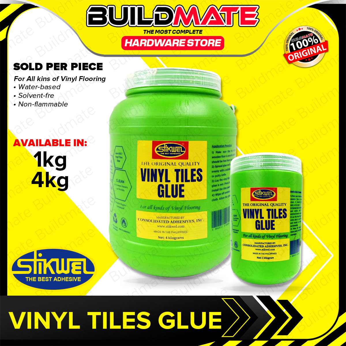 BUILDMATE Vinyl Tile Adhesive Glue - 1kg/4kg Options