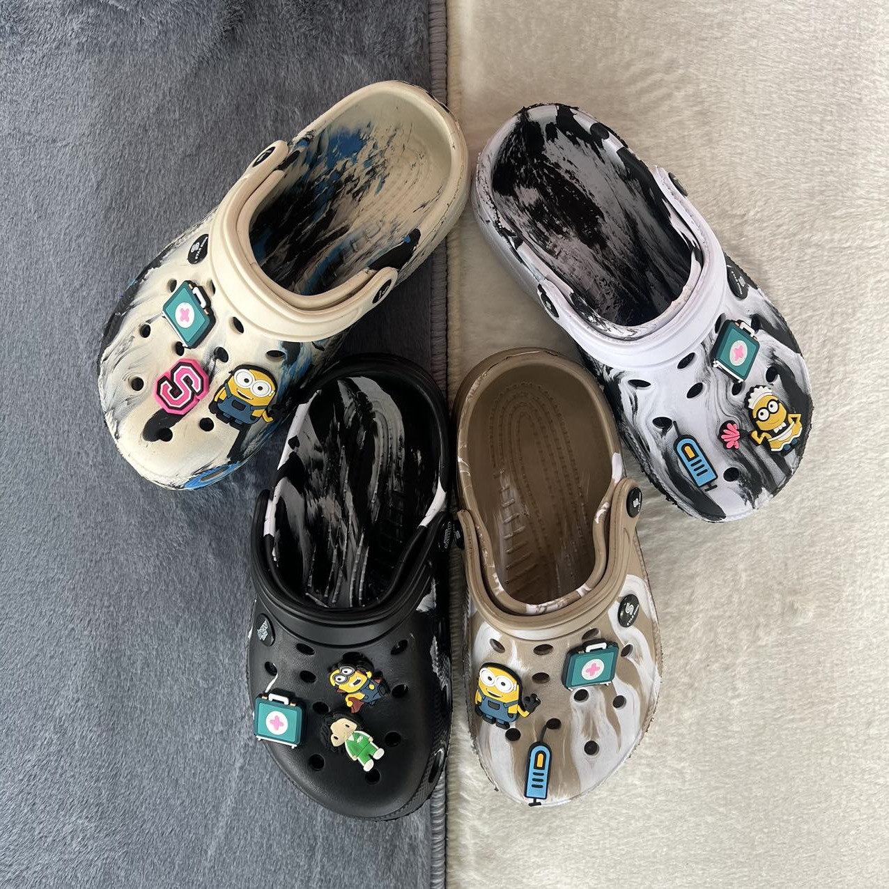 Crocs Kids Tie Dye Clogs with Jibbitz Sandals