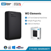 WD Elements Portable External Hard Drive 1TB/2TB, USB 3.0, Mac