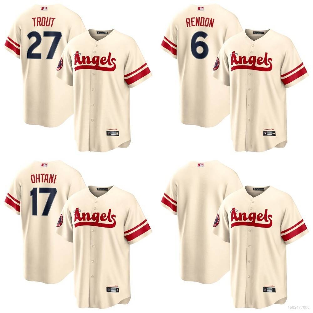 The hottest jersey Fash New 2023 MLB Los Angeles Angels Rendon Trout Ohtani  Button-Down Jersey Baseball Tshirts Sports Tops Plus Size Pop