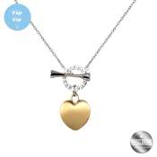 Silverworks Gold Puff Heart Necklace - Women's Fashion Accessory