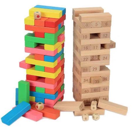 zpfr23 Wooden Wiss Toy Building Blocks Jenga /domino 54 Pcs