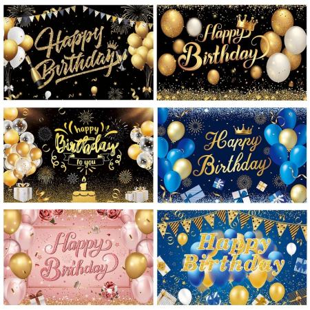 Happy Birthday Banner Backdrop For Birthday Banner Party Background Decor Decorations