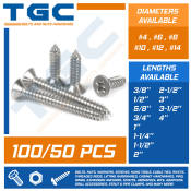 100/50PCS #4 #5 #6 #8 #10 #12 #14 SS Flathead Metalscrew / Stainless Flat Head Metal Screw / SS FH MS Self Tapping / Tgc