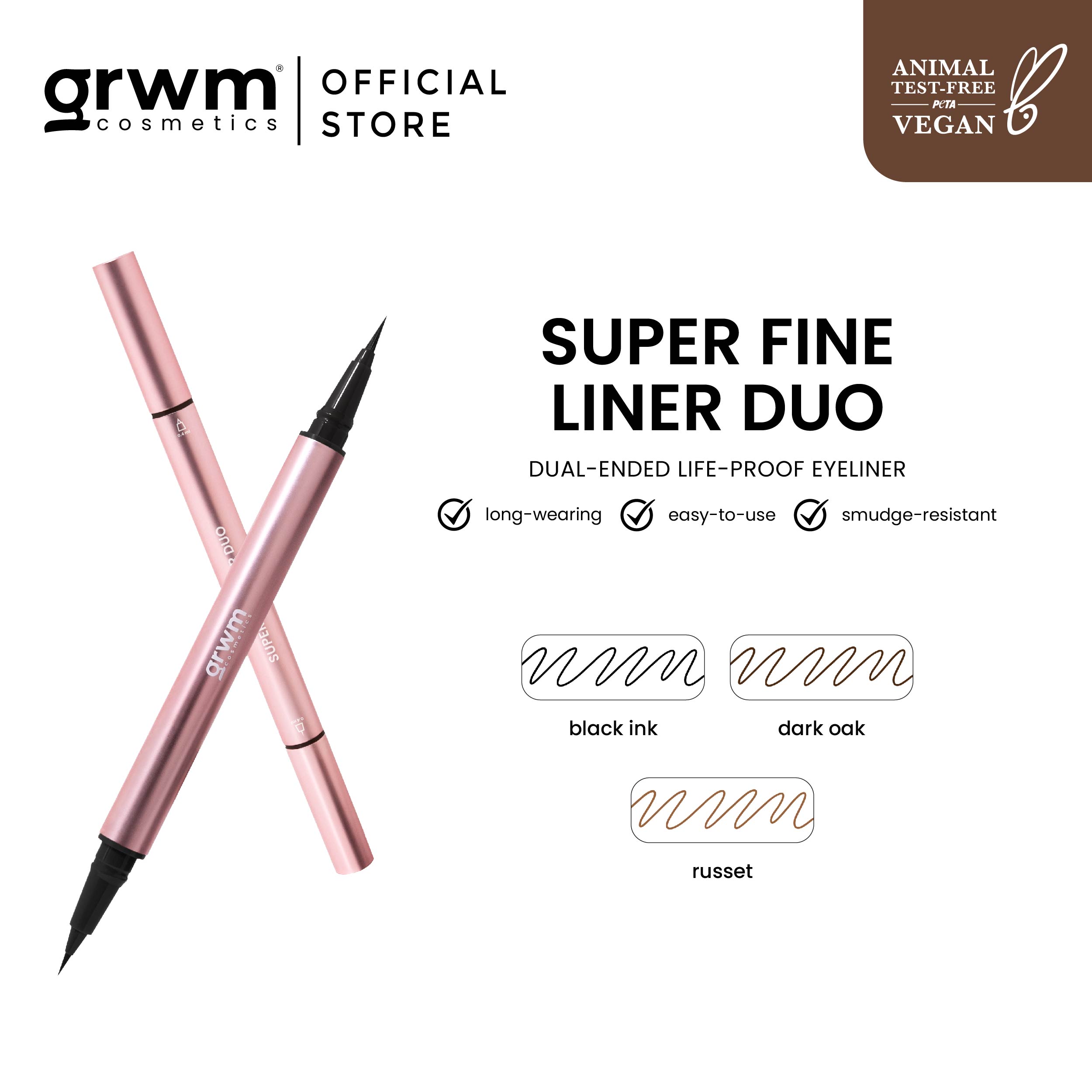 Discount on GRWM Cosmetics  shoes - SKU: GRWM Cosmetics Super Fine Liner Duo - Dual-Ended Life-Proof Eyeliner