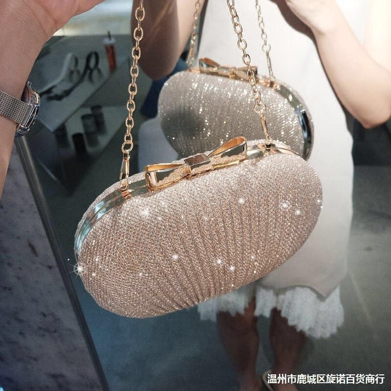 Golden Evening Clutch Bag Women Bags Wedding Shiny Handbag