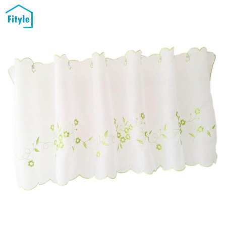 Fityle Embroidered Flower Half Window Curtains Eyelet Valance Cafe Tiers Curtain